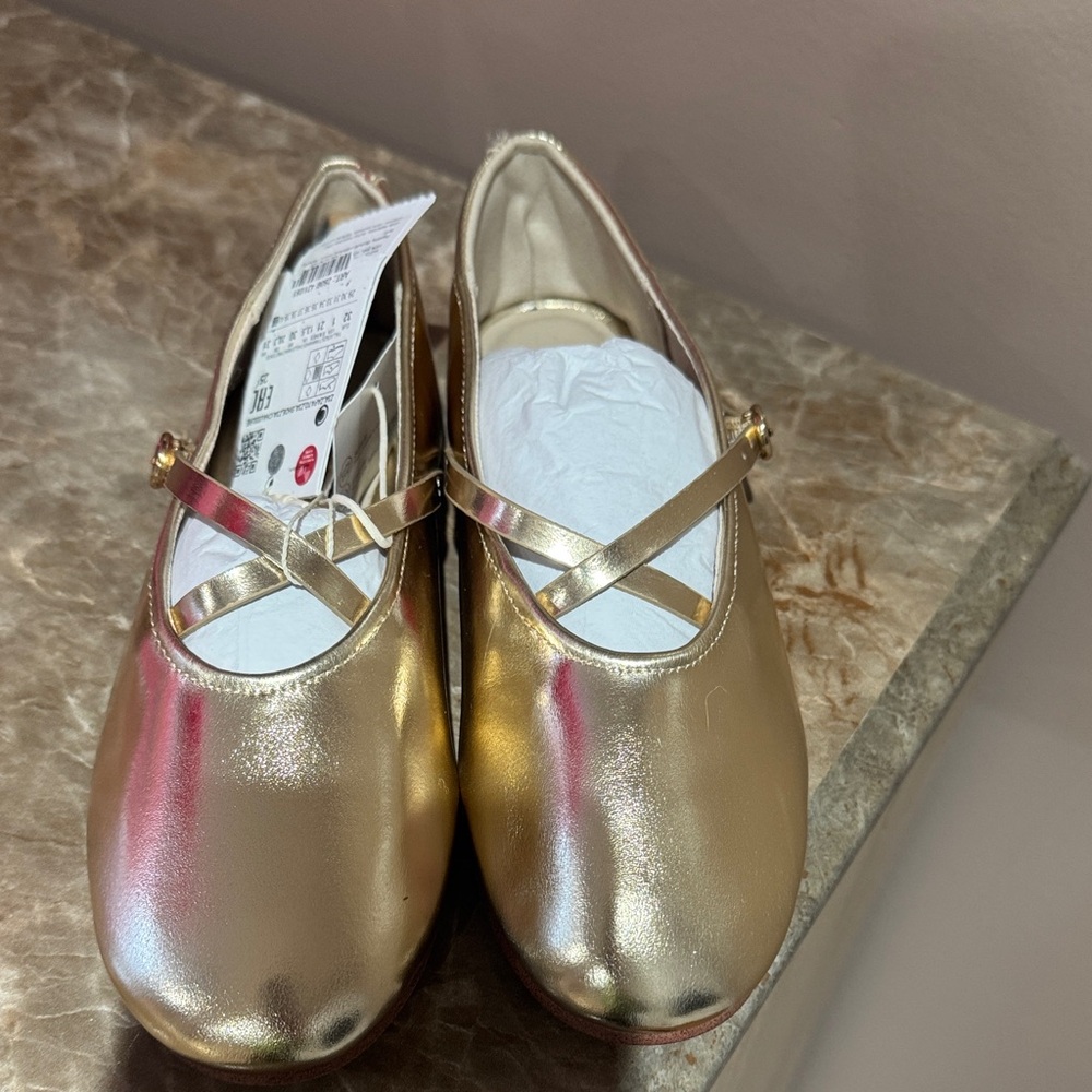 Zara Gold Kids Dress Shoes